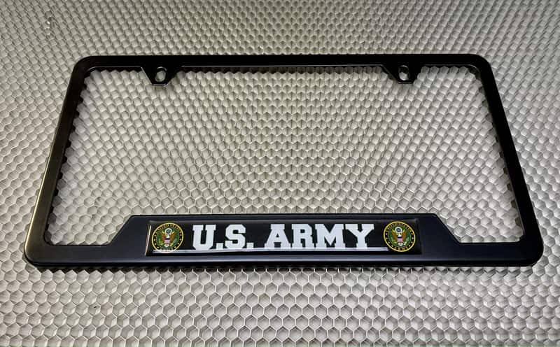 U.S. Army - Stainless Steel Black 2-hole Car License Plate Frame